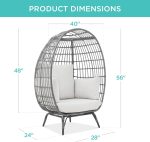 Best Choice Products Wicker Egg Chair, Oversized Indoor Outdoor Lounger for Patio, Backyard, Living Room w/ 4 Cushions, Steel Frame, 440lb Capacity - Ivory - Image 26
